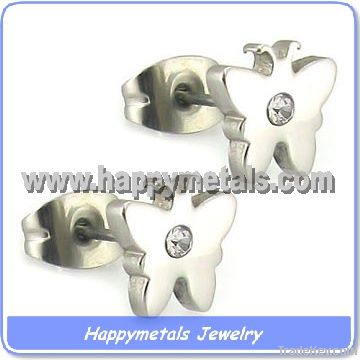 Diamond earrings in 316l stainless steel wholesale (E5136-1)