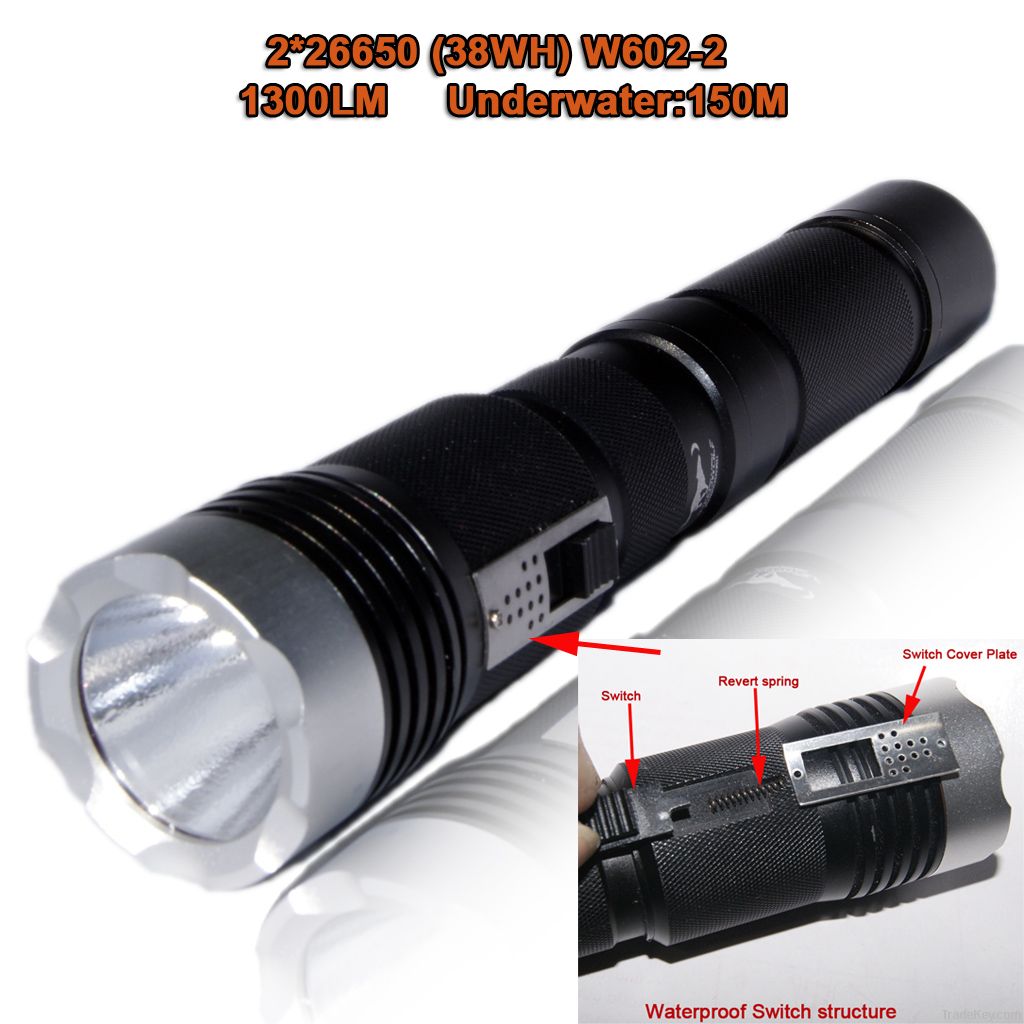 10000MAH dving depth 150M 26650 LED diving light