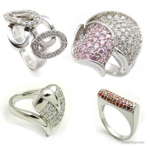 925 sterling silver pave rings