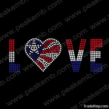 Love US Custom Rhinestone Transfers Iron On