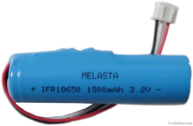 LiFePO4 single cell IFR18650 3.2V 1500mAh with PCM