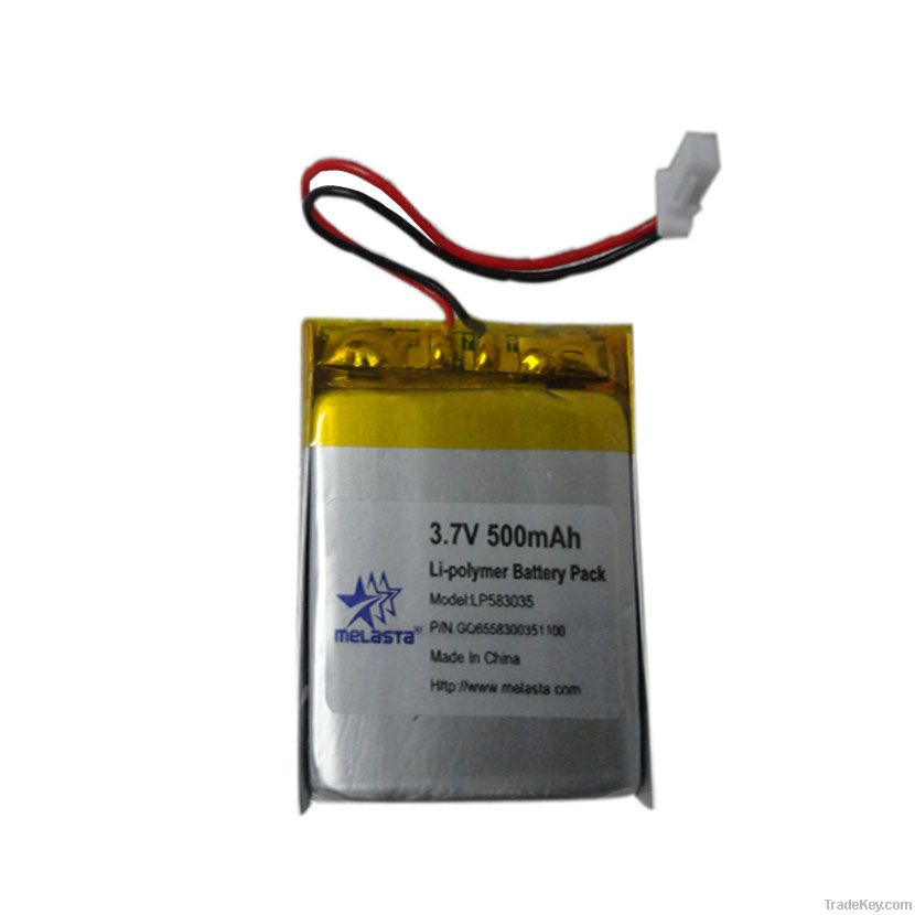 Li-Polymer Battery LP583035 3.7V 500mAh with PCM and Plug