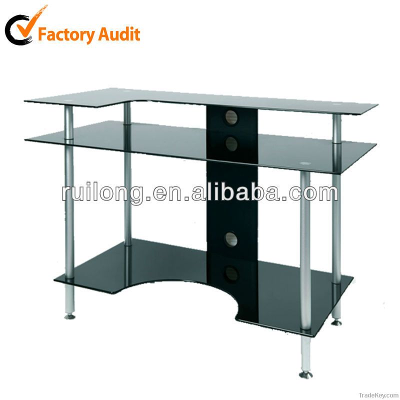 metal glass computer desk