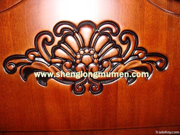 2013 interior red walnut solid wood carved door glass door