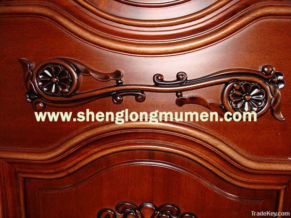 2013 interior red walnut solid wood carved door glass door