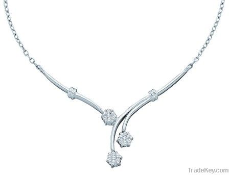 Ladies White Diamond Flower Necklace