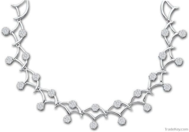 Ladies White Diamond Flower Necklace