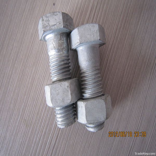 din931 4.8 grade H.D.G tower bolt