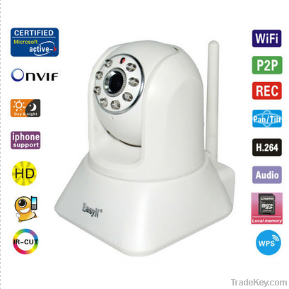 New WPS p2p 720p TF cardonvif pan tilt ip camera