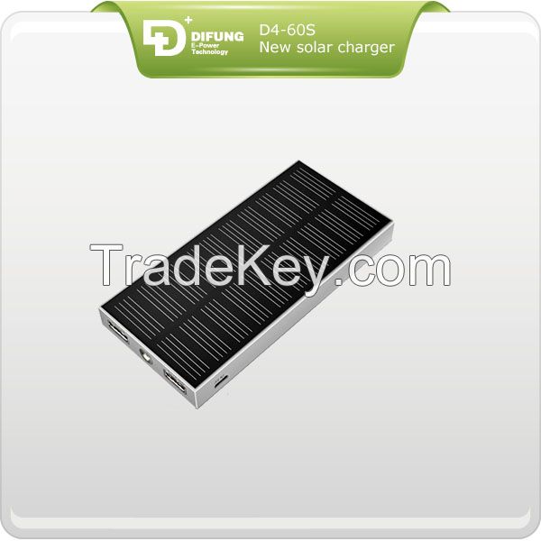 6000mAh solar charger with 1.25w high efficiency solar panel with CE , ROHS, FCC