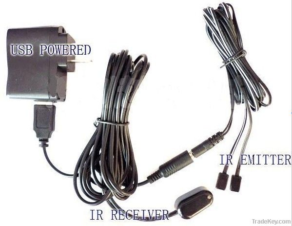 Remote Control IR Repeater/ IR Extender with 1 Receiver & 2 Emitters (