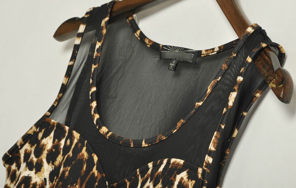  Ladies polyester leopard printed casual dress