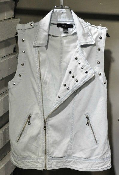 Ladies cotton bike vest with metal studs trim