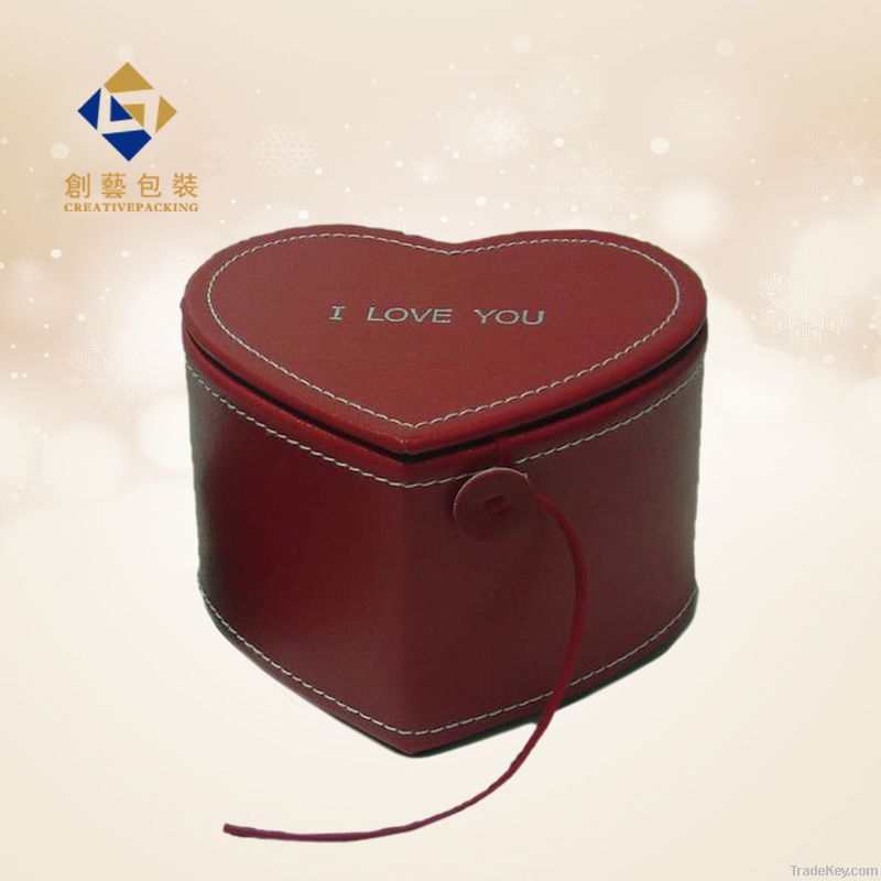 Heart shape leather jewelry box