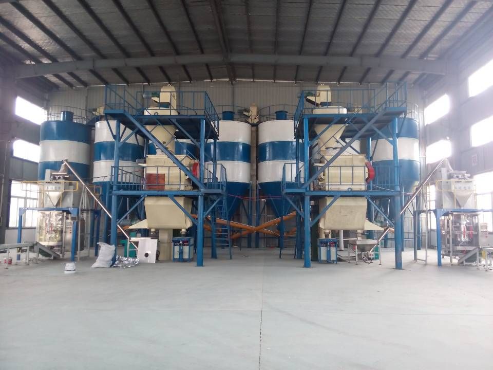 Block-typed dry putty powder plant with auto packing machine