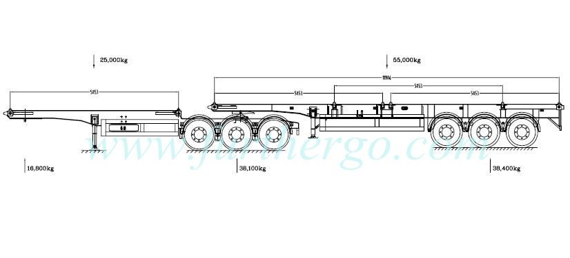 B-DOUBLE flatbed/skeleton trailer