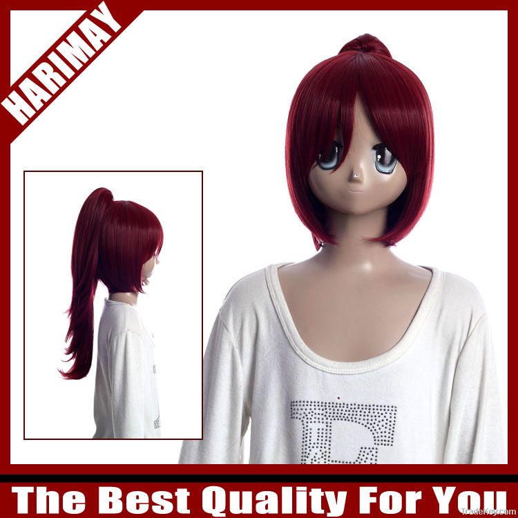 black wig with long clamp cosplay wig