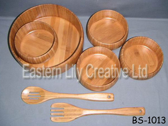 Bamboo salad bowl set