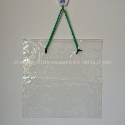 clear transparent plastic vinyl pvc zipper bag with pp rope