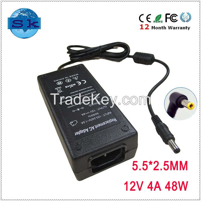 DC Power Supply 12V 4A 48W for LCD/LED 5.5*2.5mm