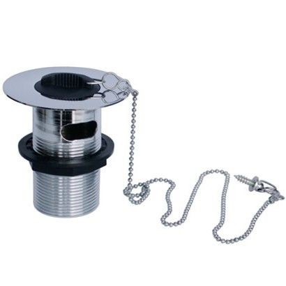 1 1/2&#039;&#039; Bath Waste Slotted Including Black Plastic Plug Ball Chain &amp; Stay