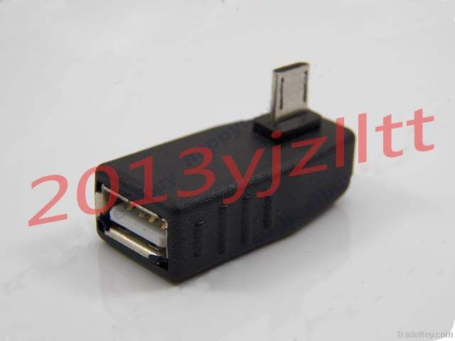 PAIR left + right 90D Angled Micro USB B male to USB A female Host OTG