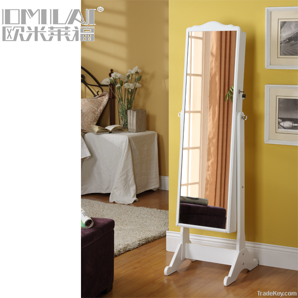 Wooden mirror Jewelry Armoire in white