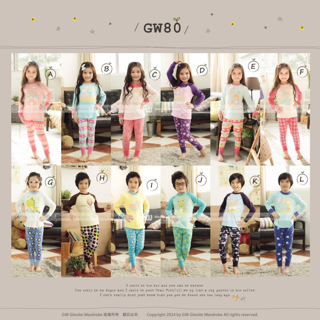 supply original pajamas  Gleoite Wardrobe (GW104)  pajamas for summer and autumer 2 to 10 years