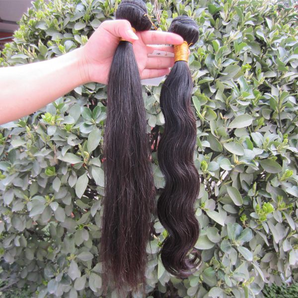 Hot Selling Top Fashion  100% Unprocessed Brazilian Virgin Hair Extensions Natural Color Human Hair Weft  1B