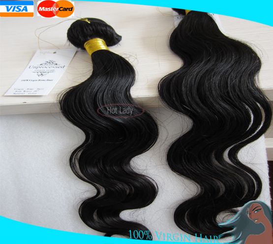 Hot Selling Top Fashion  100% Unprocessed Brazilian Virgin Hair Extensions Natural Color Human Hair Weft  1B