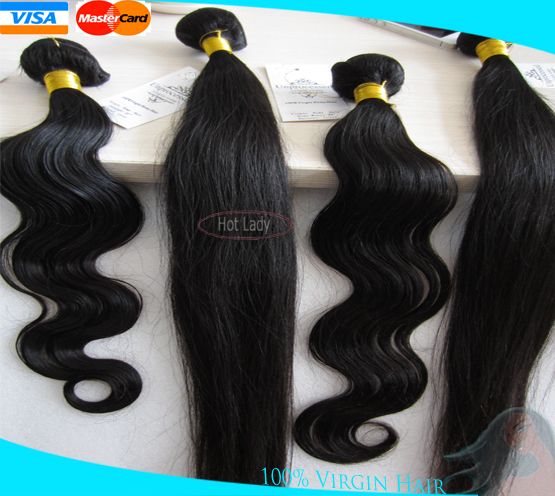 Hot Selling Top Fashion  100% Unprocessed Brazilian Virgin Hair Extensions Natural Color Human Hair Weft  1B