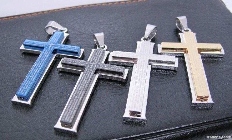 new Trendy cool titaniium steel sideway cross necklace Pendant