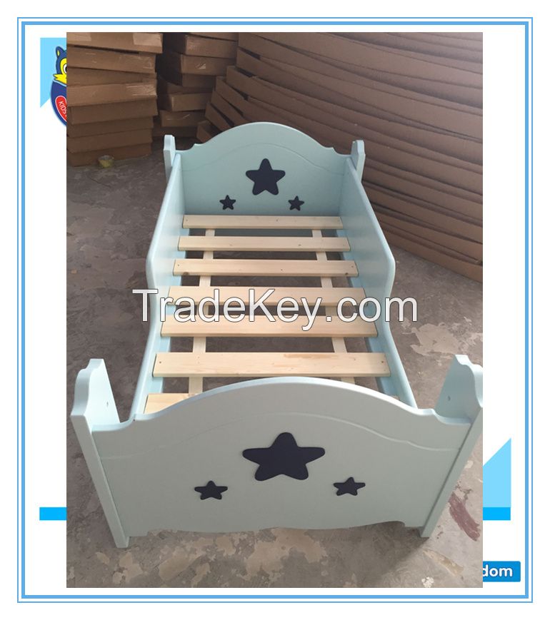 Kids Children Wood Toddler Bed With Stars