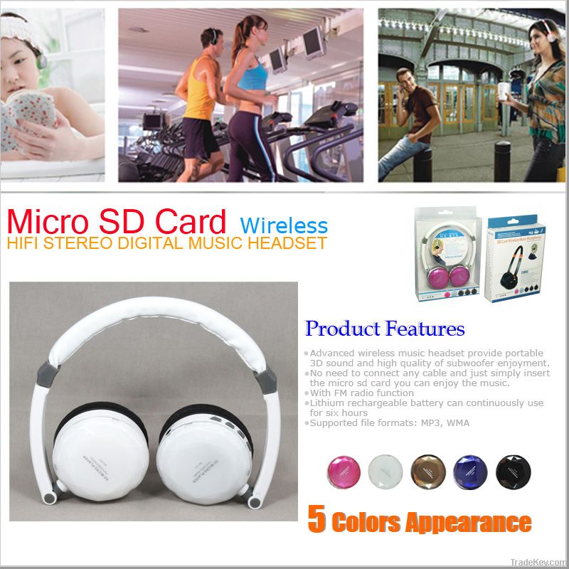 Fashion sport tf card mp3 dj headphones