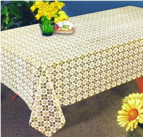 Golden Vinyl Lace Tablecloths, Can be Customized, Durable