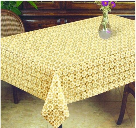 Golden Vinyl Lace Tablecloths, Can be Customized, Durable