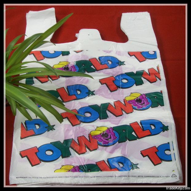 HDPE and LDPE plastic tshirt vest carry bag for shopping, supermarket