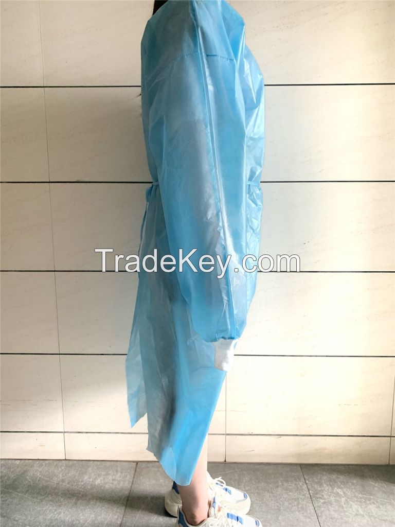 DISPOSABLE CPE GOWN PLASTIC ISOLATION GOWNS