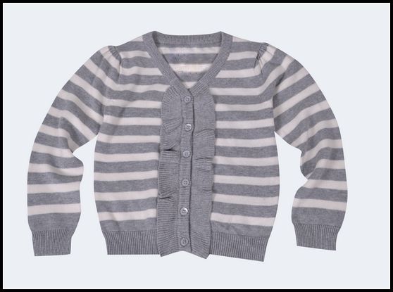 Girls V Neck Kids Striped Sweater