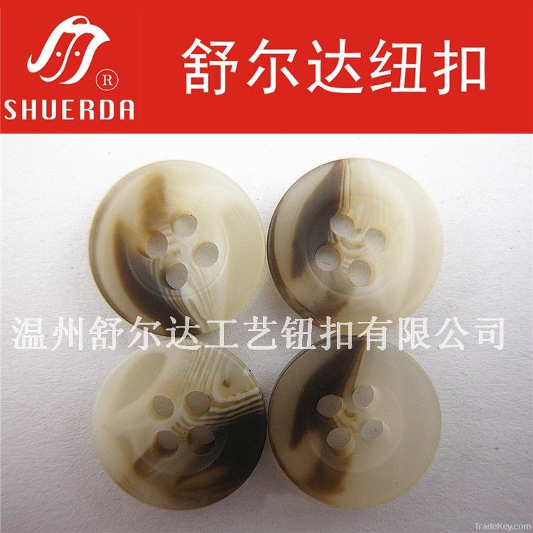 high quality polyester white button on 2-hole