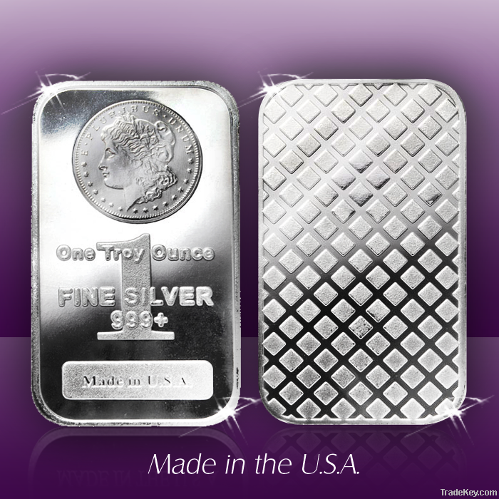 1 Troy oz. Pure .999 Silver Bullion Bar - Morgan Bars