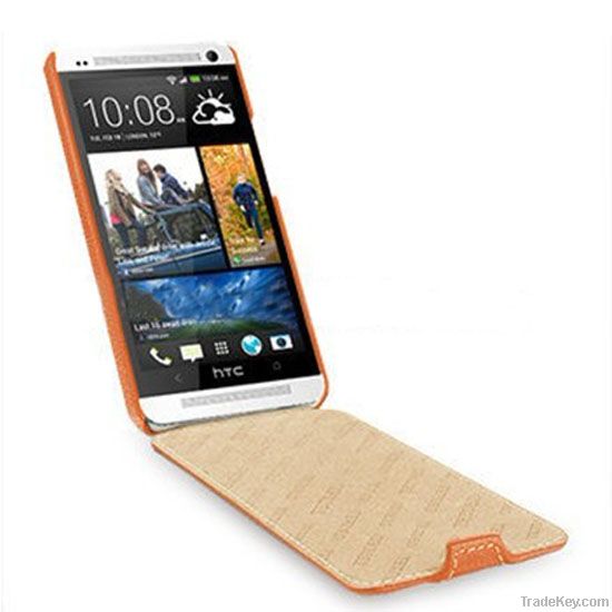 Hot sell flip leather case for htc one m7