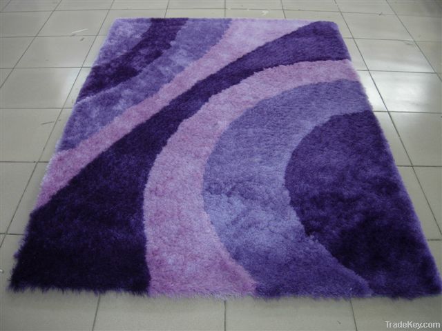 Super soft shining Wave Design Polyester Silk Shaggy Rug