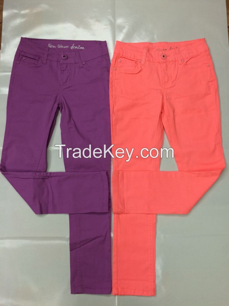 spring and autumn children contton skinny pants 7-14 years old girl solid color pants colored pants for girls