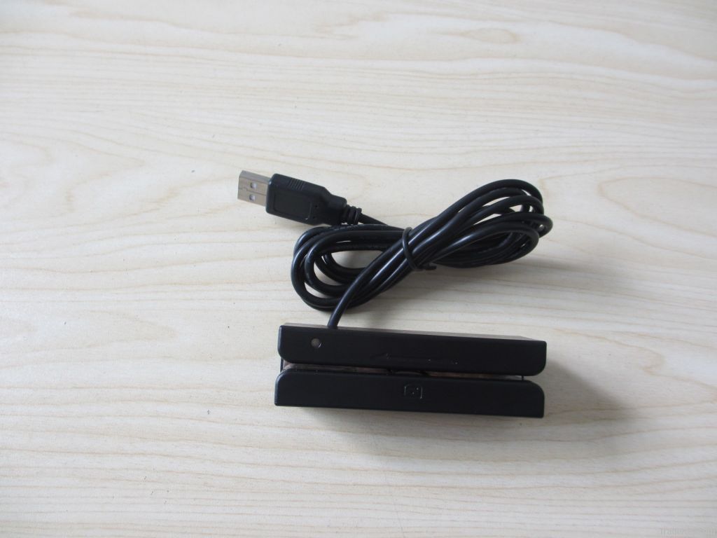 Manual magnetic card reader