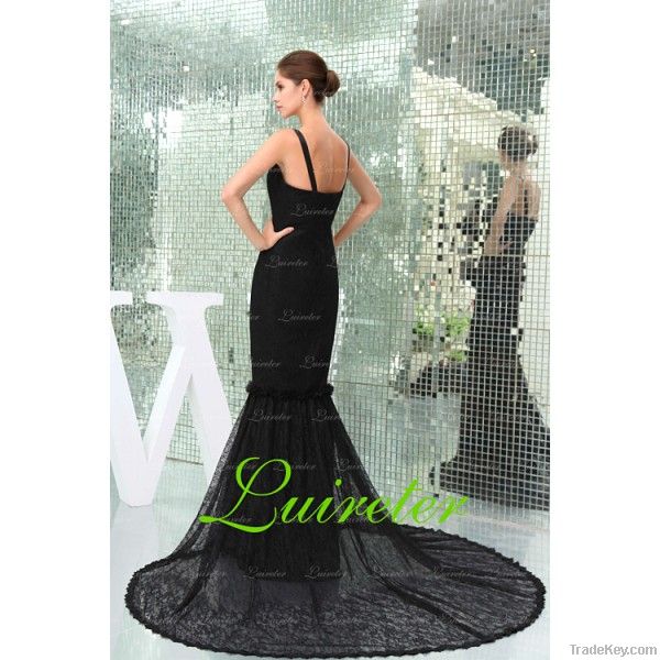 Cheap Price Black Lace Evening Dress