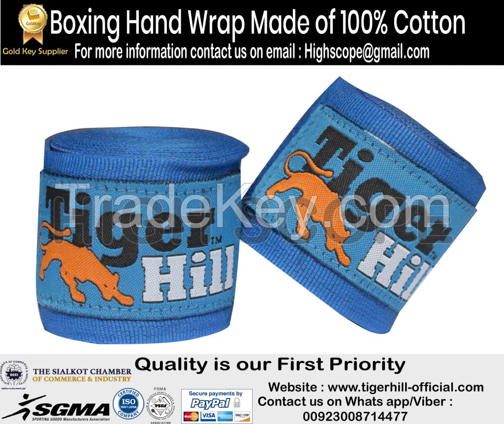 Boxing Hand Wrap Made of 100% Cotton  - No-Stretch - Customization with Label