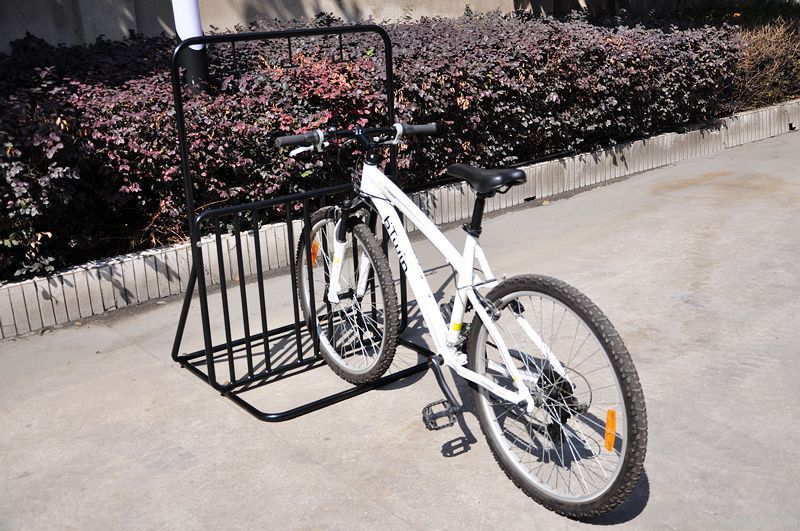 galvanized bike parking stand with hangers