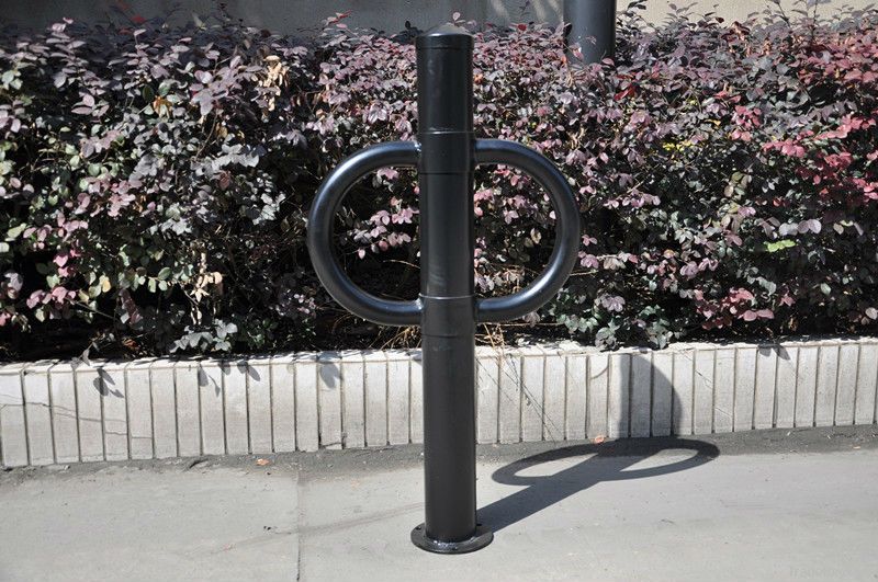 galvanized , floor-mounted bike stand with unique design