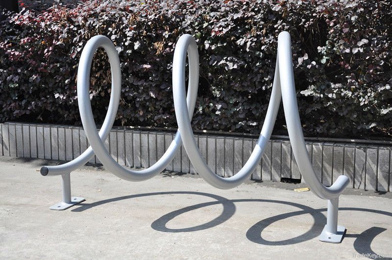 floor-mounted spiral bike display rack with better anti-corrosion